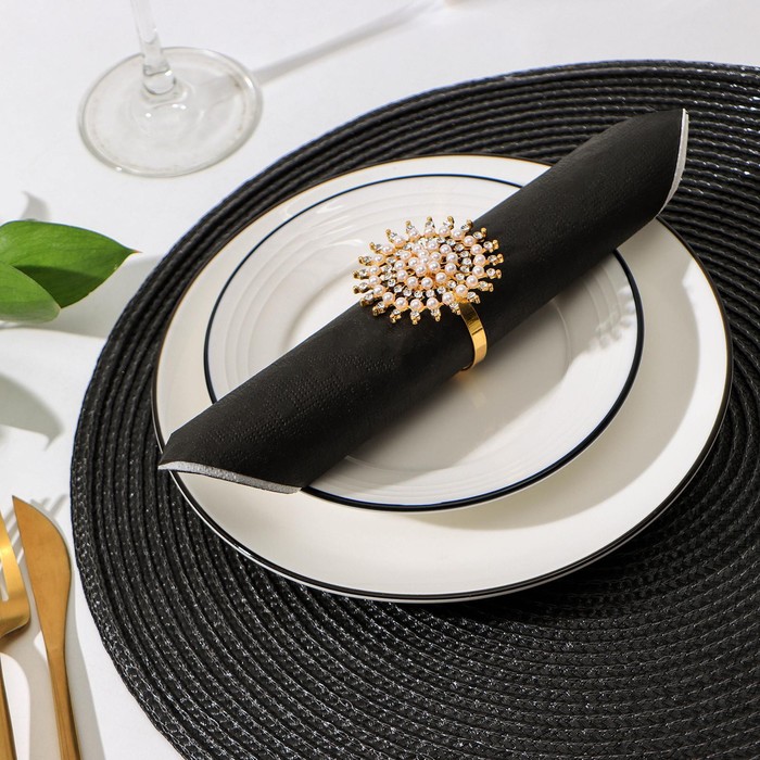 Кольцо для салфетки «Жемчуг», 5.5×5 см, золотистое