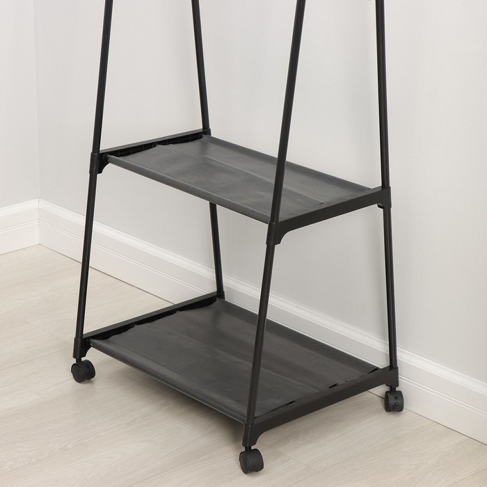 Вешалка - стойка напольная для одежды LaDо́m «Лофт», с двумя полками, 55×45×157 см, чёрная