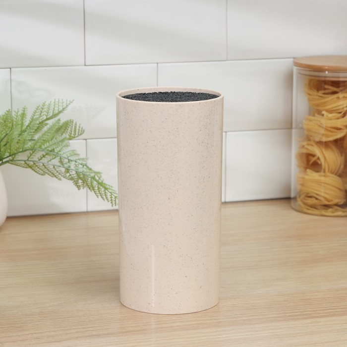 Подставка для ножей с наполнителем Доляна «Нежность», 22×11 см, бежевая