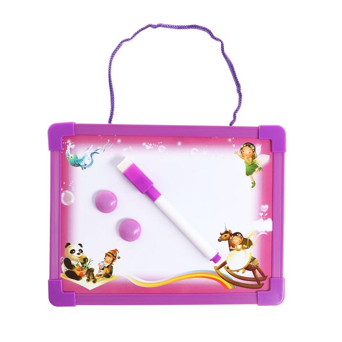 Доска для рисования магнитная с маркером-стиралкой и 2 магнитами, МИКС