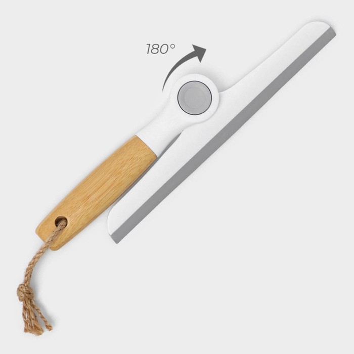 Водосгон Meli, с поворотным сгоном TRP, бамбуковая ручка, 24×20 см