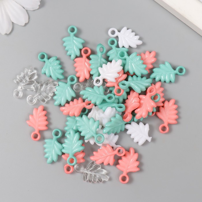 Декор для творчества «Листья. Мятный, персик, белый и прозрачный», набор 20 г, 2.2×1.4×0.4 см