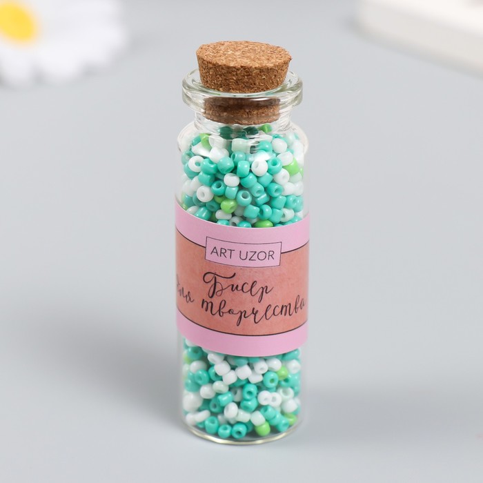 Бисер 12/0 в бутылочке «Молодая зелень», 20 г, 6×2×2 см