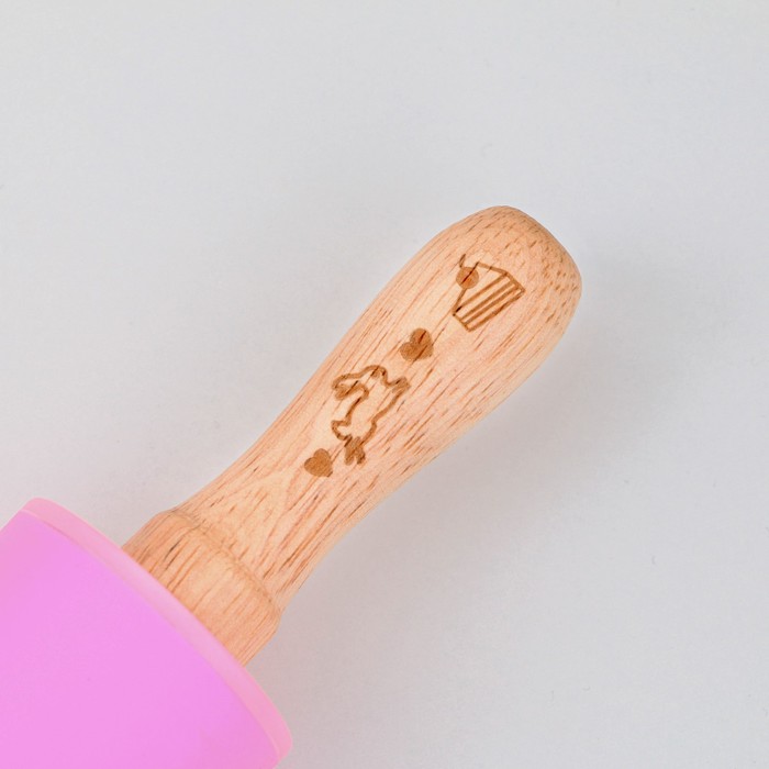 Скалка «Зайки», 31×4 см, силикон, дерево