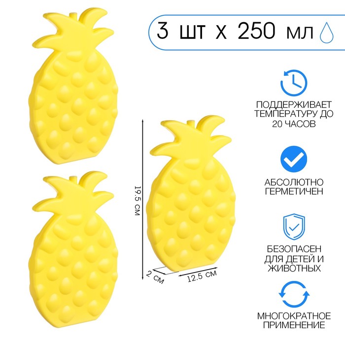 Аккумулятор холода гелевый «Мастер К», набор 3 штуки по 250 мл, хладоэлемент для термосумок