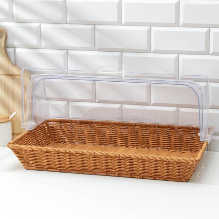 Хлебница Доляна «Крем», плетёное основание, 53×32 см, пластик, коричневая