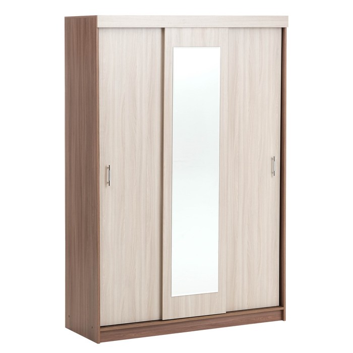 Шкаф – купе «Клик Мебель. Бася БШ – 1», 1400×570×2100 мм, цвет ясень шимо тёмный/светлый