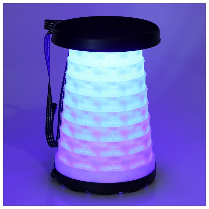 Табурет складной, походный, светодиодный, высота до 46 см, чёрный