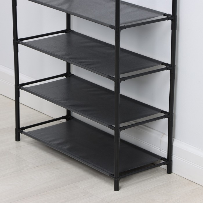 Вешалка - стойка напольная для одежды LaDо́m, полки для обуви, 4 яруса, 60×26×155 см, чёрная
