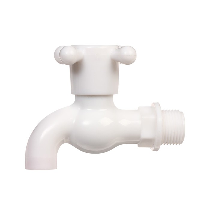 Кран, наружная резьба 1/2" (12 мм), для шланга 1/2" (12 мм), пластик, Greengo