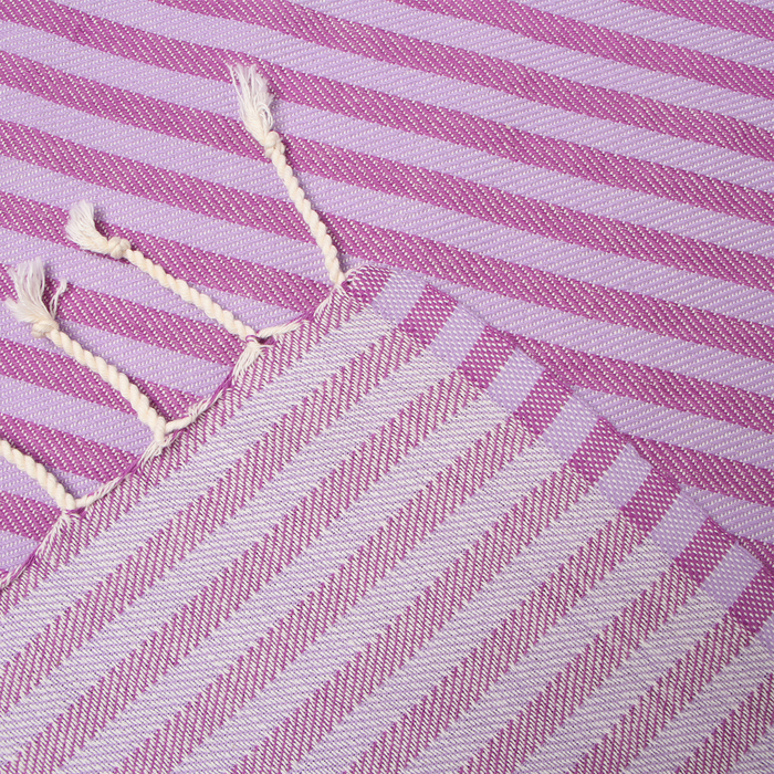 Полотенце - пештемаль пляжное «Полосы», 100×180 см, хлопок 100%, сиреневое