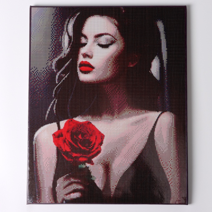 Алмазная вышивка полное заполнение «Красная роза», на раме, 40×50 см