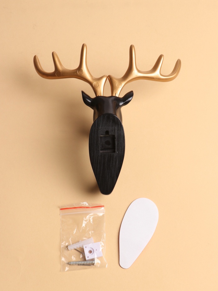 Декор настенный с вешалкой TAKE IT EASY «Олень», панно, 16.5×16 см, чёрный