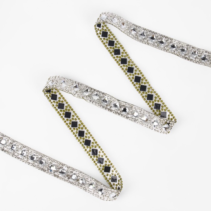 Стразы термоклеевые «Квадрат», ширина - 13 мм, 4.5 ± 0.5 м, цвет серебряный