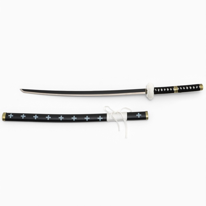 Макет оружия «Сувенирная катана на подставке. Ло», 103 см, клинок 68 см, чёрная с белым