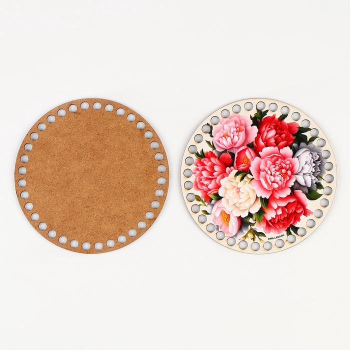 Донышки для вязания 2 в 1 «Пионы», круг 15 см, хдф 3 мм