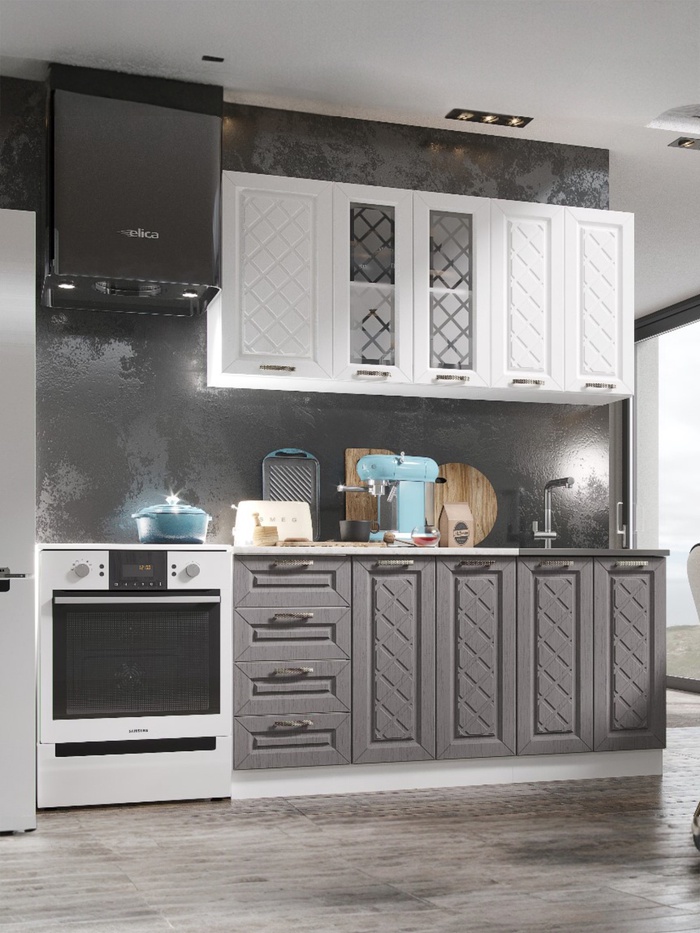 Кухня прямая «Агава», со столешницей, 1600×600 мм, цвет акация белая/трюфель