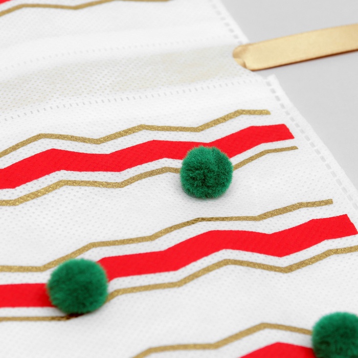 Мешок подарочный новогодний «Помпоны», 20×30 см