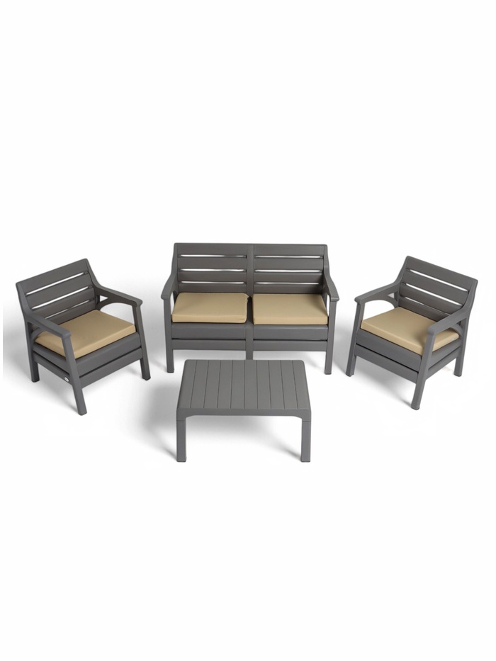 Набор садовой мебели «Евпатория»: 2 кресла, стол, двухместный диван, серый