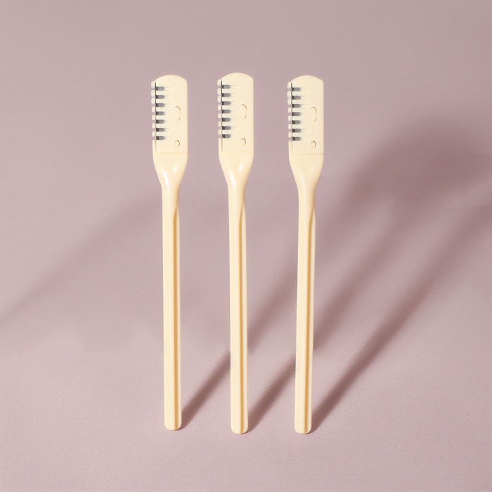 Бритва для коррекции бровей, 8.5×0.8 см, набор – 3 шт., бежевая