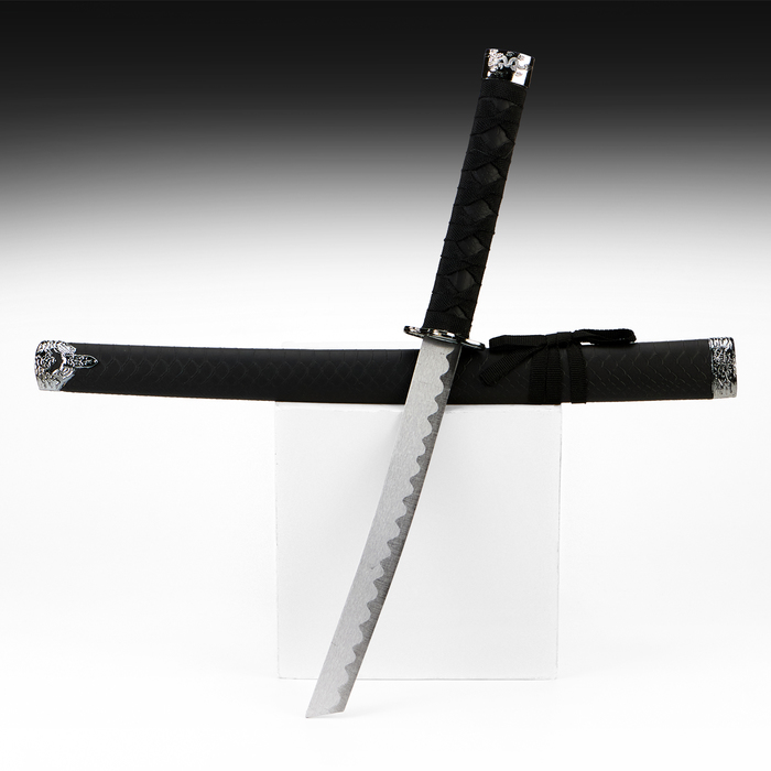 Макет оружия «Сувенирная катана. Бой», без подставки, чёрные ножны под змеиную кожу, матовый 70 см