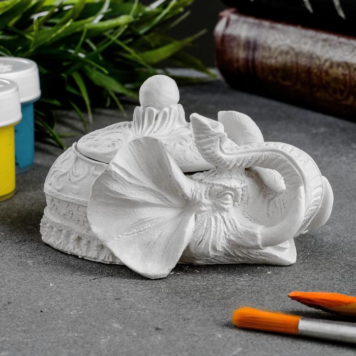 Шкатулка для украшений с крышкой «Фигурка слон», гипс, 9.5×7.5×5.5 см