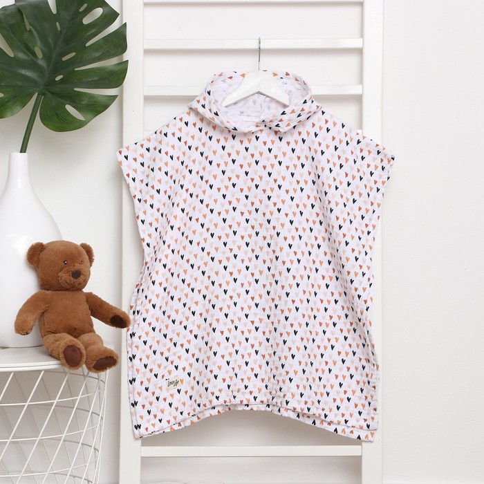 Полотенце - пончо детское муслиновое LoveLife «Сердечки», хлопок 100%