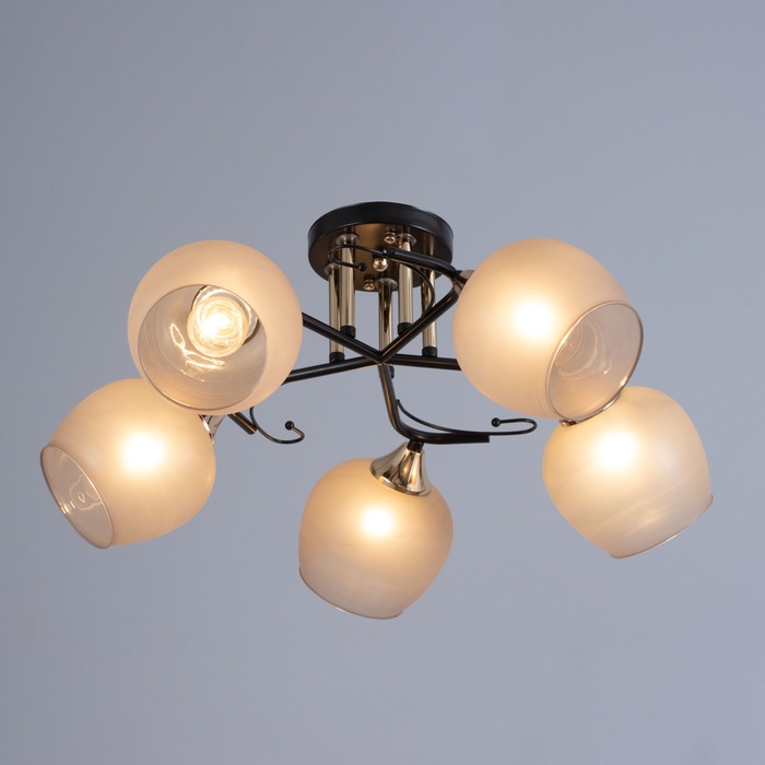 Люстра «Акапулько», 5×60 Вт Е27, коричневый/золото, 48×28×24 см