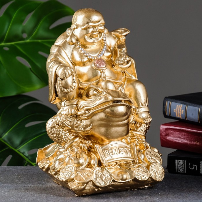 Копилка для денег «Хотей на лягушке», гипс, 23.5×15×18 см