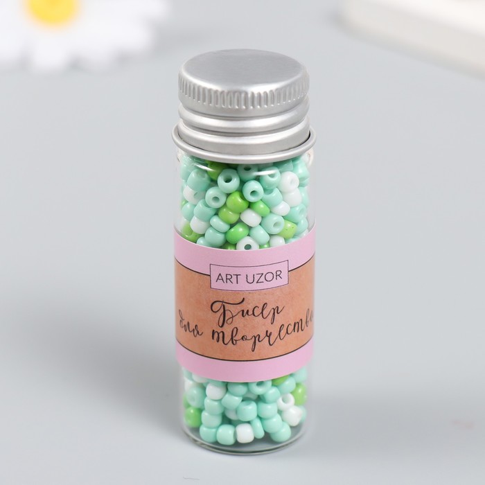 Бисер 8/0 в бутылочке «Молодая зелень», 20 г, 6×2×2 см