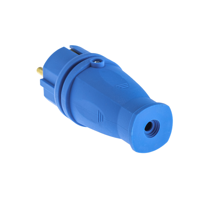 Вилка переносная В16-001, 16 А, 250 В, IP44, с заземлением, каучук, синяя