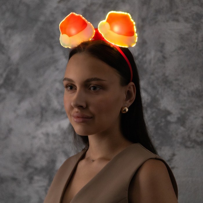 Ободок светодиодный «Колпак» 18×16×3 см, 2 LED, батарейки AG10×3 (в комплекте), мерцание, свечение мульти