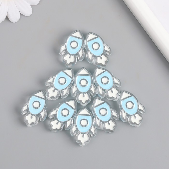 Бусина для рукоделия и плетения «Арт Узор. Голубая ракета», пластик, 0.8×2.2×3.2 см