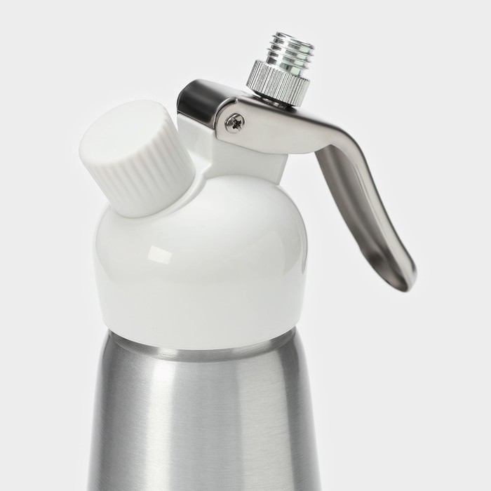 Сифон для взбивания сливок и газировки KONFINETTA, 1 л, 3 насадки, алюминий, серебристый