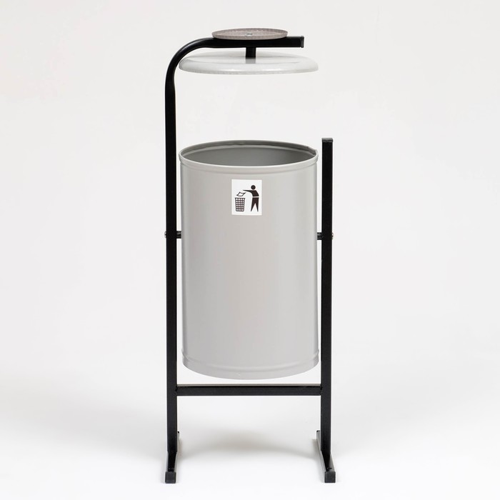Урна для мусора «Космос», уличная, с пепельницей, 21 л, 32×82.5×28.5 см, бак 0.6 мм, серая