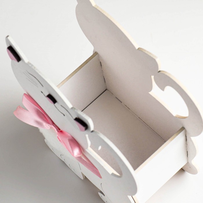 Кашпо для цветов «Котик», 14.5×7×18.5 см, деревянное, белое