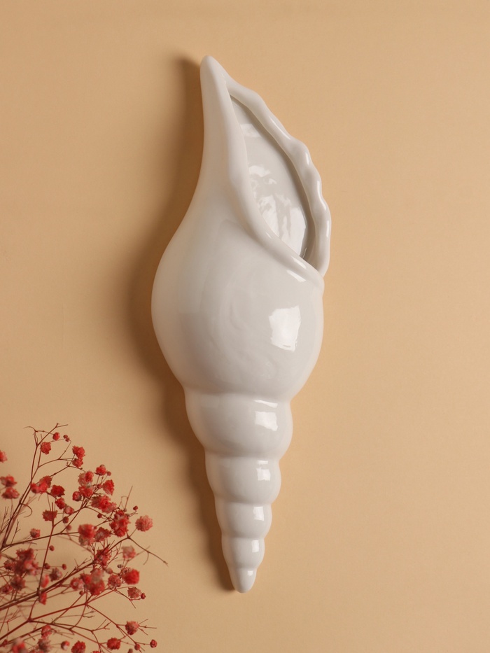 Декор настенный-ваза, панно TAKE IT EASY «Ракушка», 28×10.3 см, белый