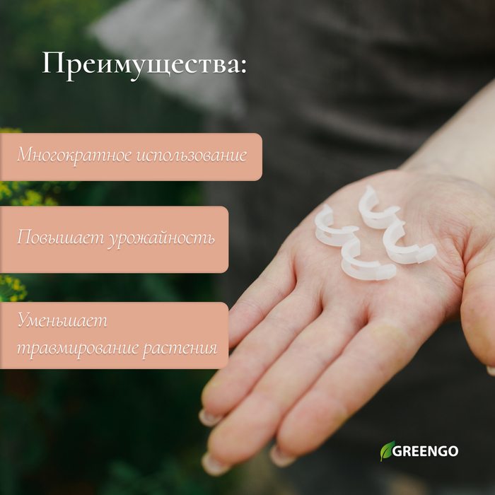 Клипса садовая, d=15 мм, набор 50 шт., Greengo