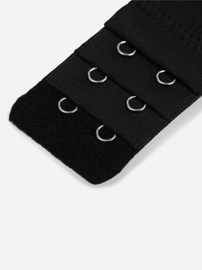 Застёжка для бюстгальтера, удлинитель, 3 ряда 2 крючка, 3.2×10.5 см, 5 шт., чёрная