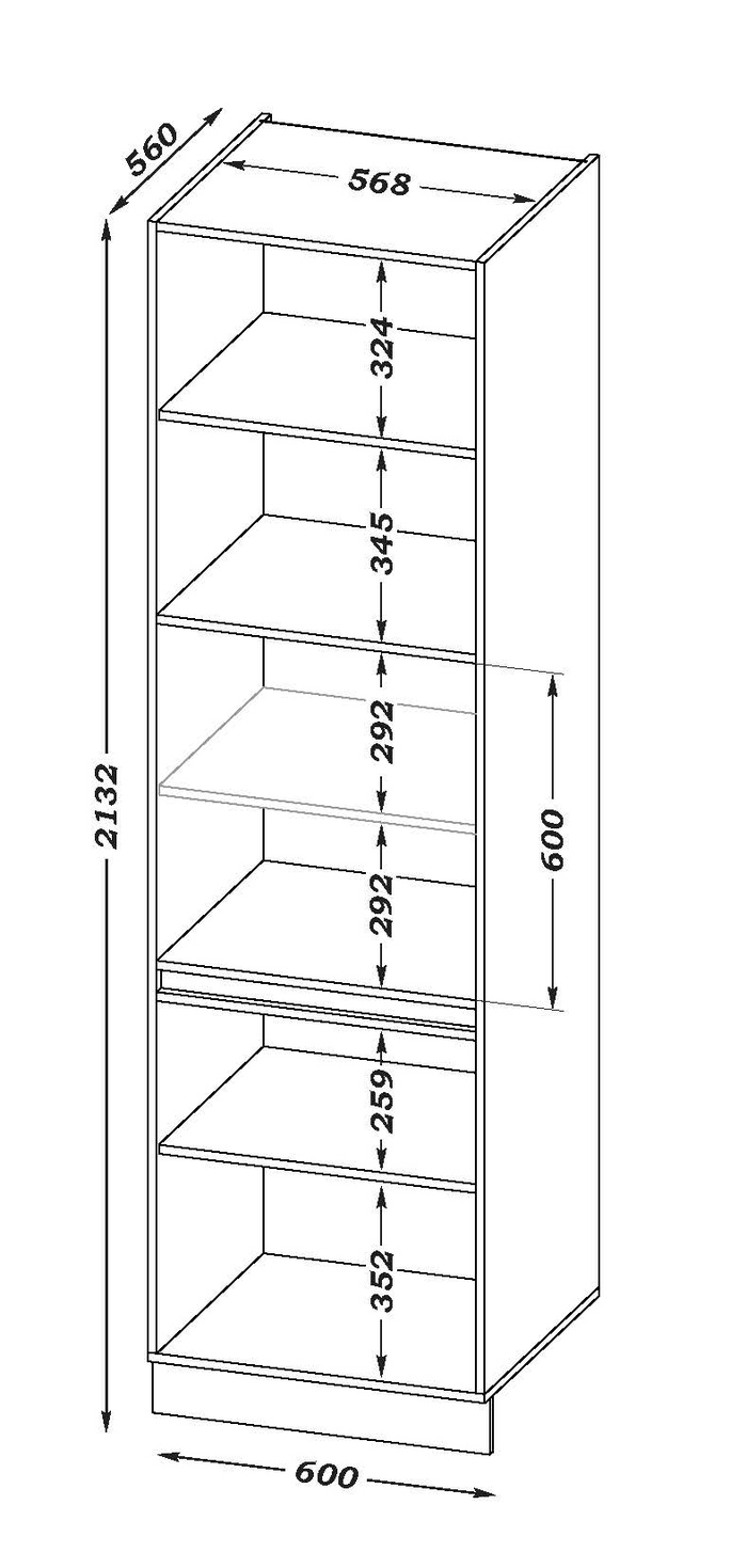 Шкаф пенал для кухни «Ника», 600×576×2132 мм, бежевый софт МДФ, дуб вотан