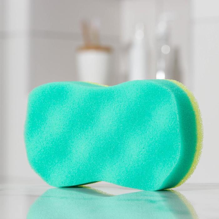 Губка для тела с массажным слоем «Восьмёрка», 14.5×8×4 см, МИКС