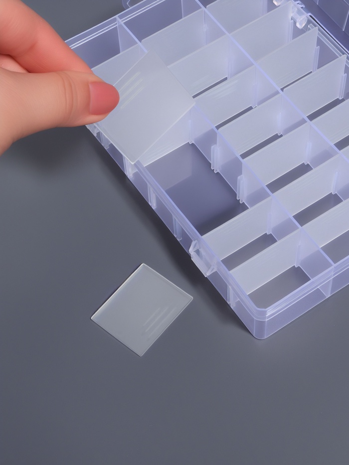 Органайзер для хранения мелочей, передвижные ячейки, 24 ячейки, 19.5×13.5×3.5 см, прозрачный