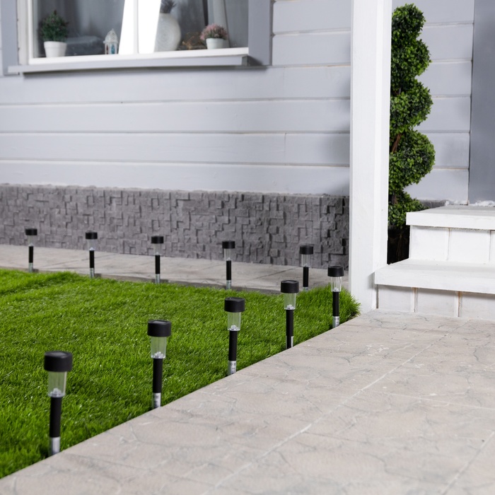 Набор садовых светильников «Цилиндр», уличных, на солнечной батарее, 4.5×30×4.5 см, 1 LED, свечение белое, 10 шт.