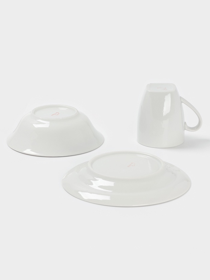 Набор детской посуды Дулевский фарфор «Мишутка», 3 предмета: тарелка 175 мл, миска 360 мл, кружка 210 мл, белый