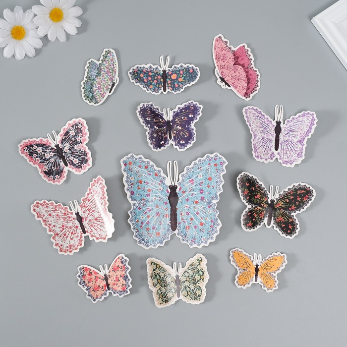 Набор магнитов на холодильник «Цветочки. Ситец», 12 шт., картон, h=4-10 см