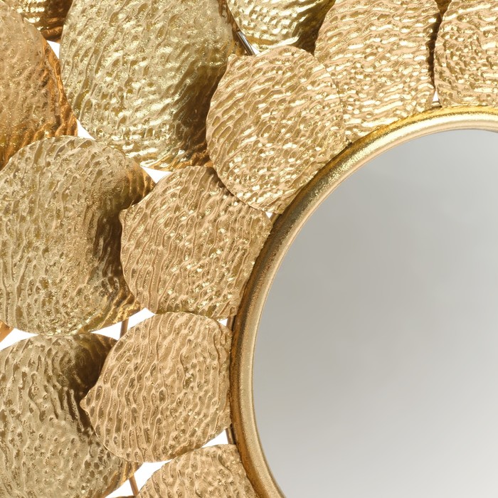 Декор настенный с зеркалом «Цветок. Сахара», панно металл под золото, 78.7×78.7×3.8 см