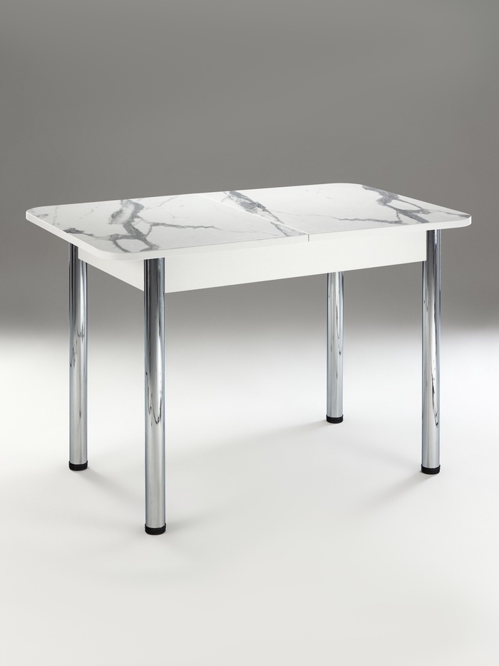 Стол кухонный раздвижной, 1100(1500)×700×775 мм, цвет белый/мрамор белый