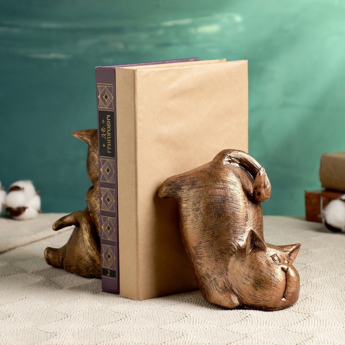 Держатель - подставка для книг «Два кота», набор 2 шт., под бронзу, 14 см