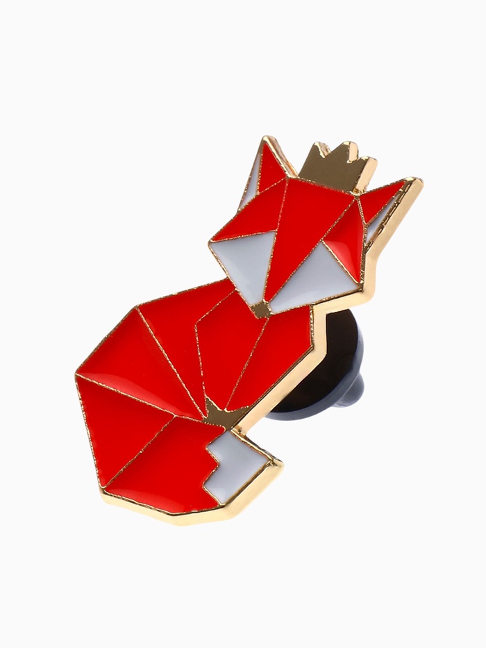 Значок «Графичные животные» лиса, оранжево-белый в золоте