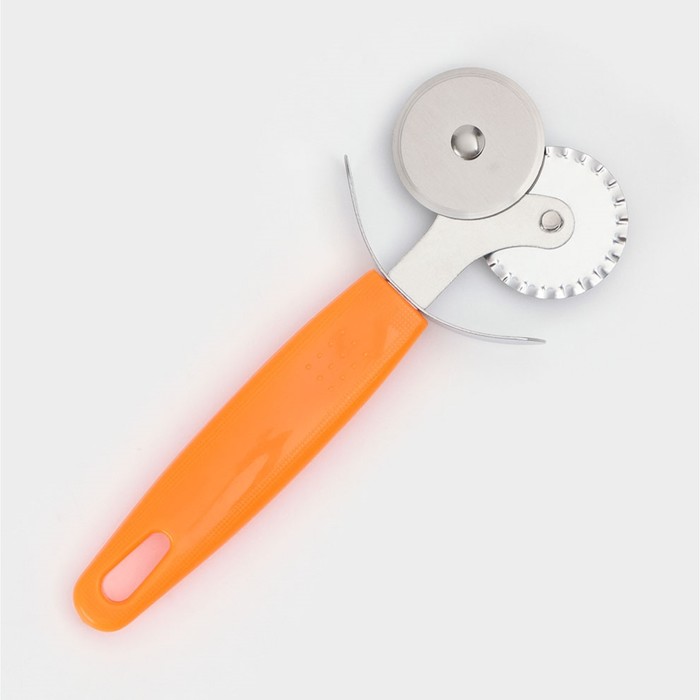 Нож для пиццы и теста Доляна «Оранж», 17 см, 2 лезвия, оранжевый